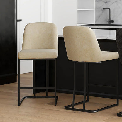 Dario 26 Fixed Height Counter Stools with Black Metal Base - Set of 2