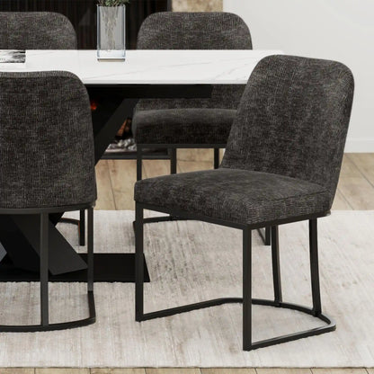 Dario Modern Dining Chairs – Black Metal Frame - Set of 2