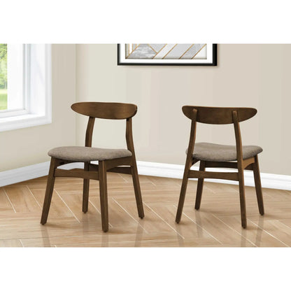 Dark Walnut Counter Height Dining Chairs –  Brown Leather-Look Seats - Set of 2
