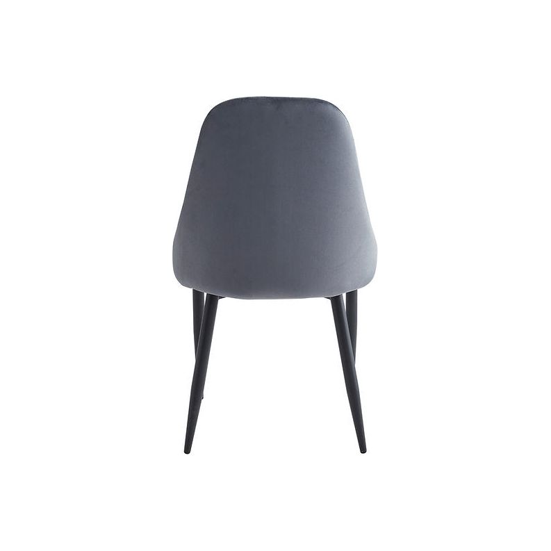 Back of dark grey dining chair