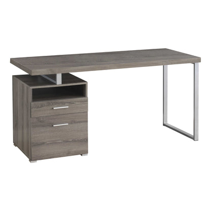60" Computer Desk – Dark Taupe Wood-Look Finish - Reversible Design
