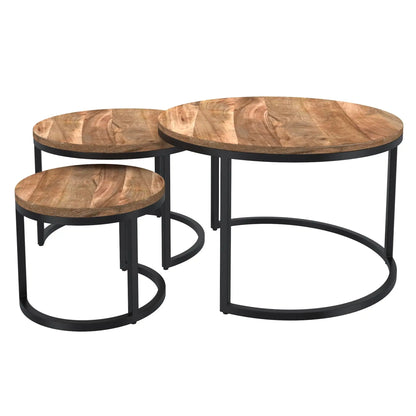 Darsh 3pc Nesting Coffee Table Set With Rustic Mango Wood Tops