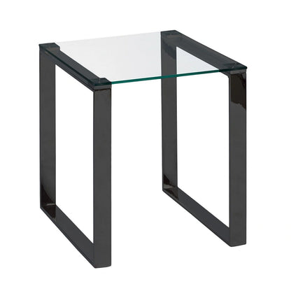 David Black Metal End Table with Tempered Glass Top – Sleek & Stylish
