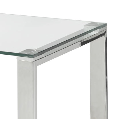 David Silver Glass Office Desk with Stainless Steel Frame