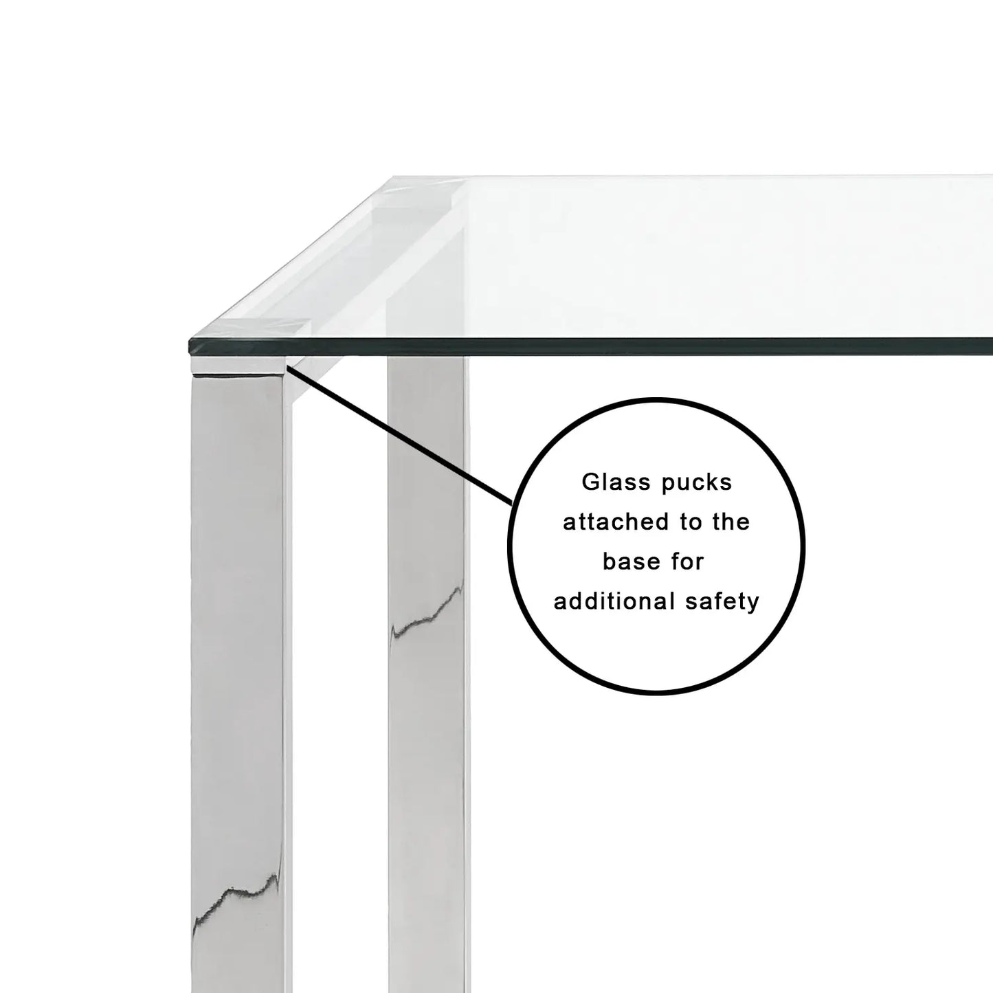 David Silver Glass Office Desk with Stainless Steel Frame