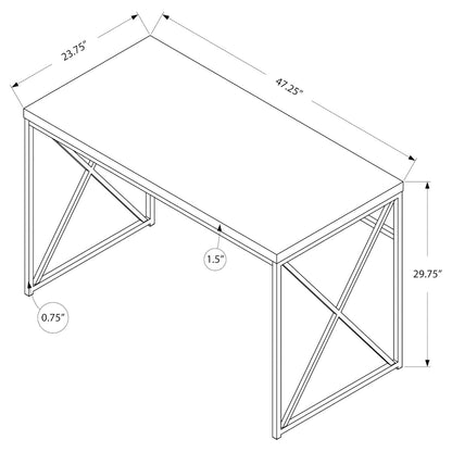 Compact Espresso Computer Desk with Gold X-Frame Base