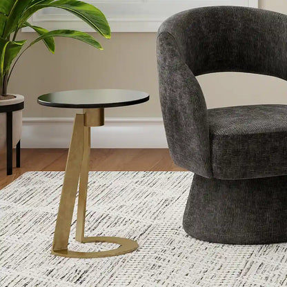 Devas Marble Accent Table with Hammered Brass Base
