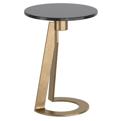 Devas Marble Accent Table with Hammered Brass Base