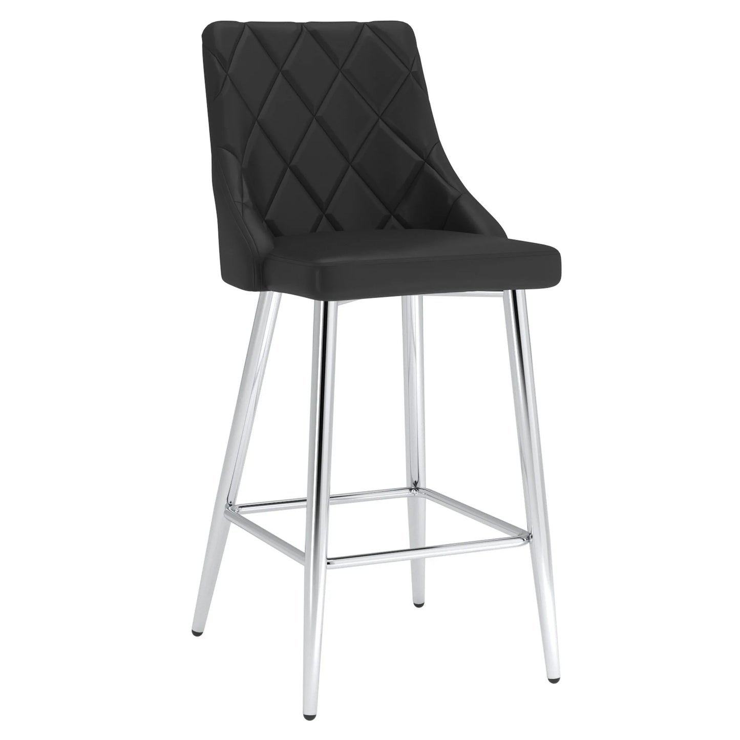 Devo Black Faux Leather Counter Stools With Chrome Legs – Set of 2