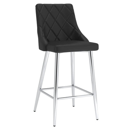 Devo Black Faux Leather Counter Stools With Chrome Legs – Set of 2