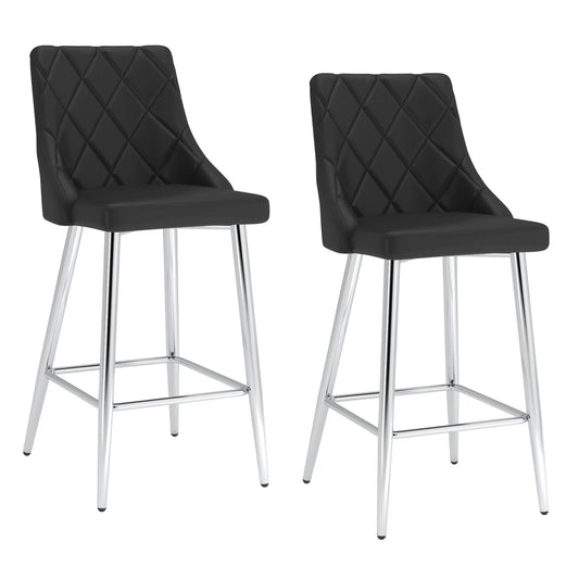 Devo Black Faux Leather Counter Stools With Chrome Legs – Set of 2