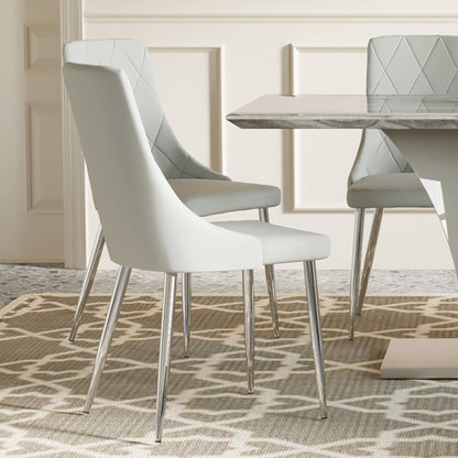 Devo Mid-Century Modern Side Chair, in Faux Leather - Set of 2