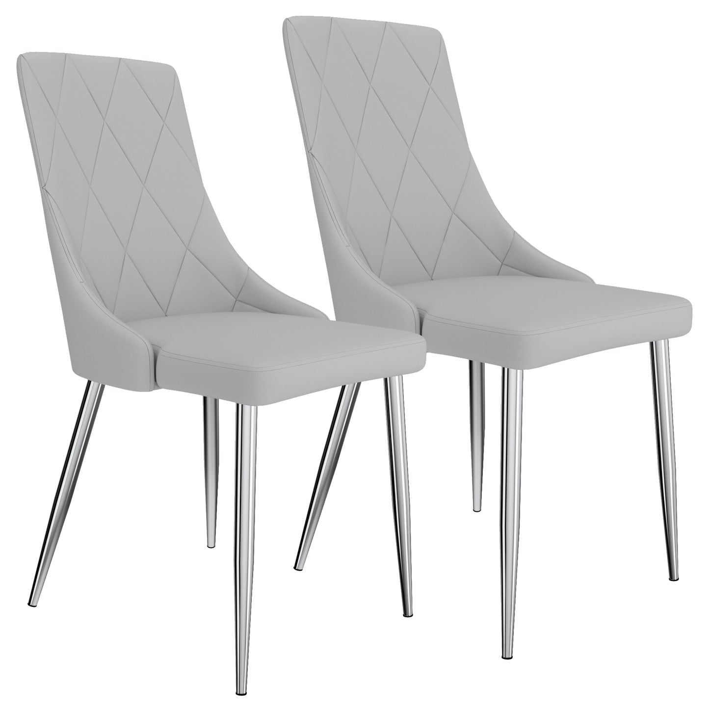 Devo Mid-Century Modern Side Chair, in Faux Leather - Set of 2