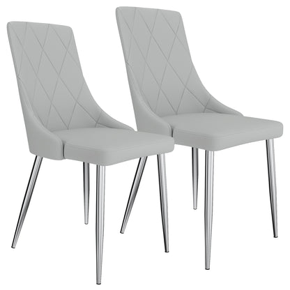 Devo Mid-Century Modern Side Chair, in Faux Leather - Set of 2