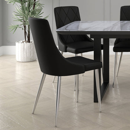 Devo Mid-Century Modern Side Chair, in Faux Leather - Set of 2