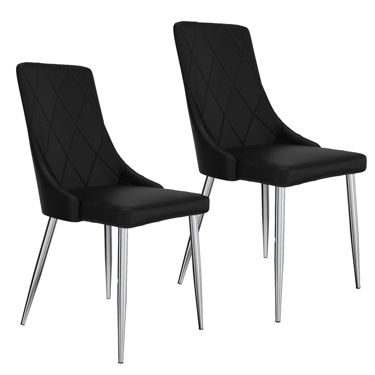 Devo Mid-Century Modern Side Chair, in Faux Leather - Set of 2