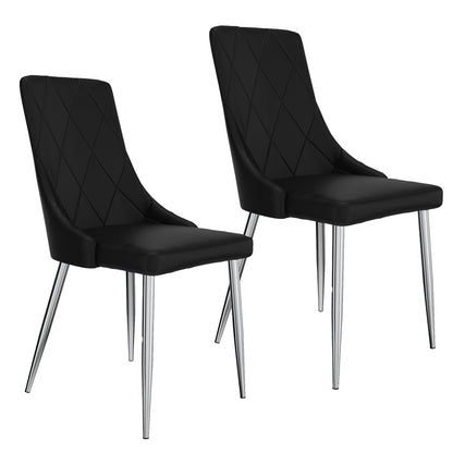 Devo Mid-Century Modern Side Chair, in Faux Leather - Set of 2