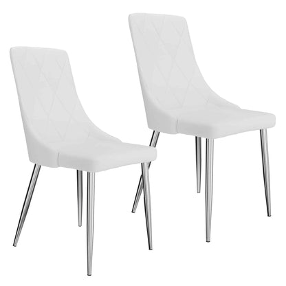 Devo Mid-Century Modern Side Chair, in Faux Leather - Set of 2