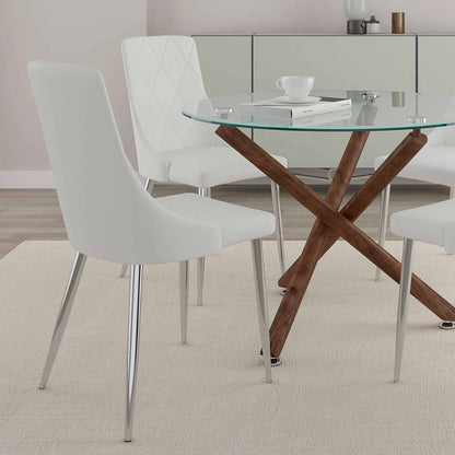 Devo Mid-Century Modern Side Chair, in Faux Leather - Set of 2
