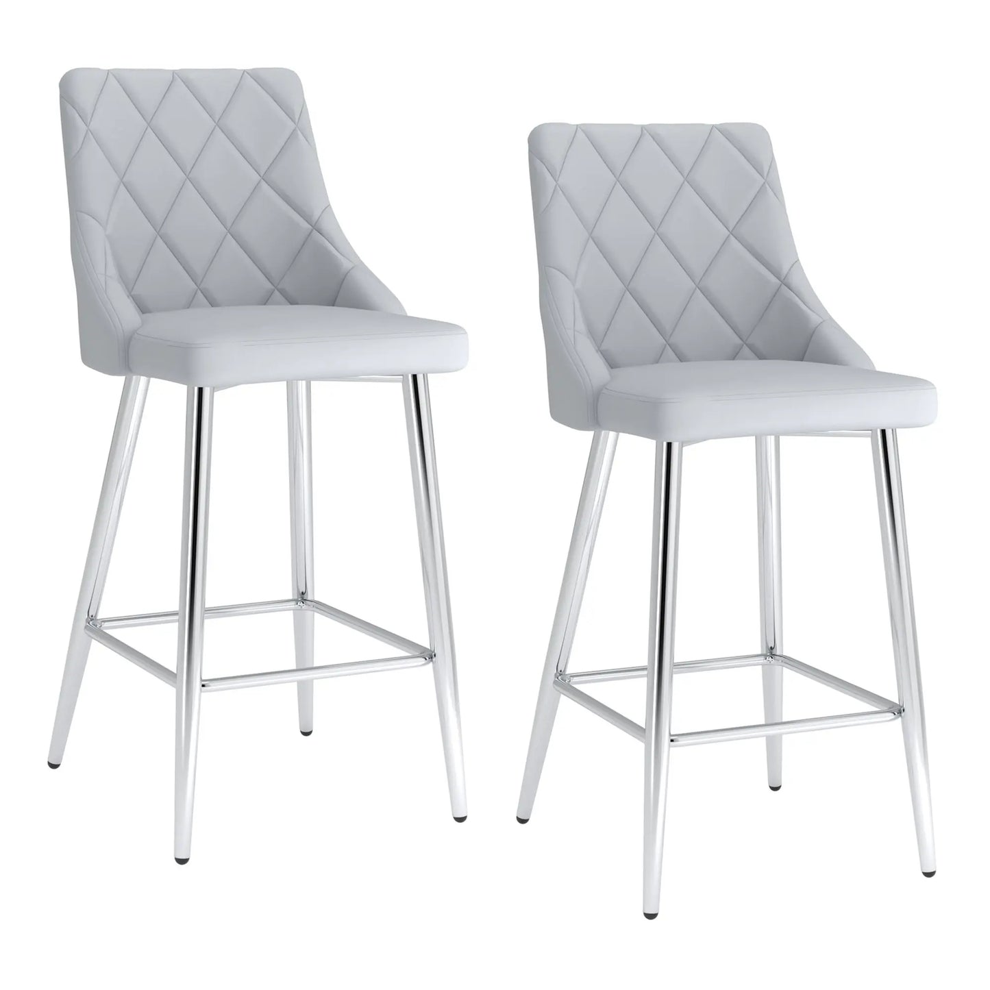 Devo Black Faux Leather Counter Stools With Chrome Legs – Set of 2