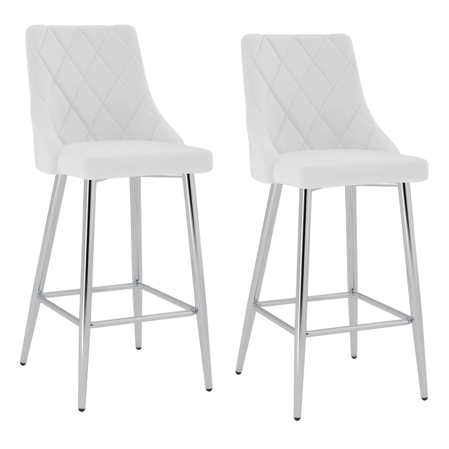 Devo Black Faux Leather Counter Stools With Chrome Legs – Set of 2
