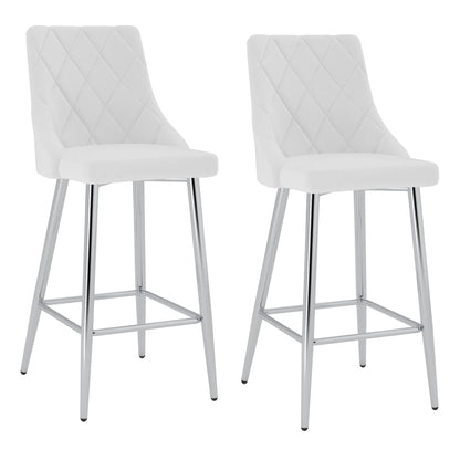 Devo Black Faux Leather Counter Stools With Chrome Legs – Set of 2