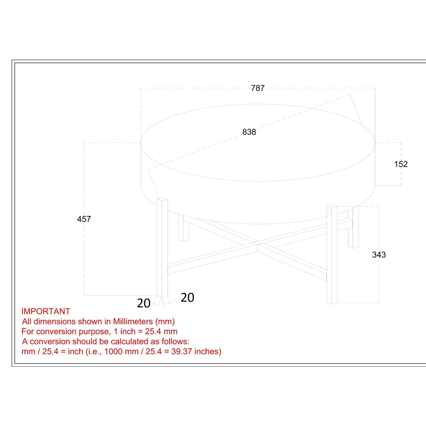 Blox Round Wood Coffee Table in Mango Wood with Black Iron Base