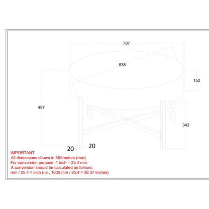 Blox Round Wood Coffee Table in Mango Wood with Black Iron Base