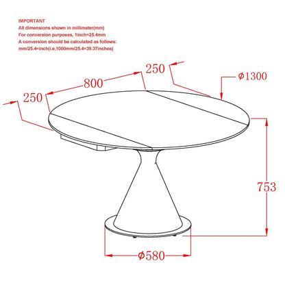 Calisto Extendable Round Dining Table With White Marble-Look Top