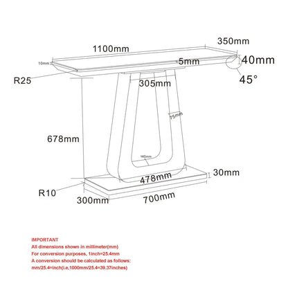 Corvus Modern Console Table with Glass Top & Pedestal Base