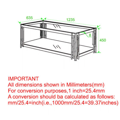 Estrel Modern Glass Coffee Table with Mirrored Shelf