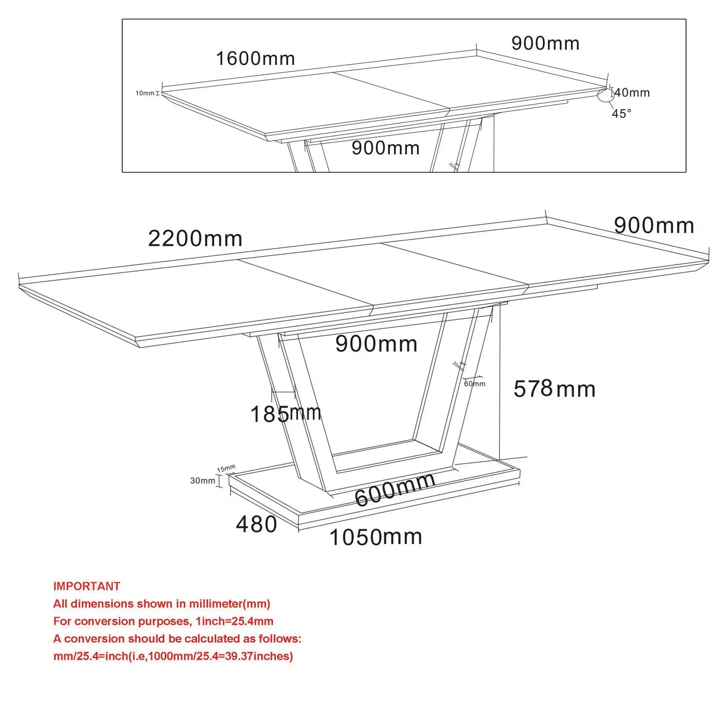 Forna Extendable Dining Table for 6 With Natural Wood Top