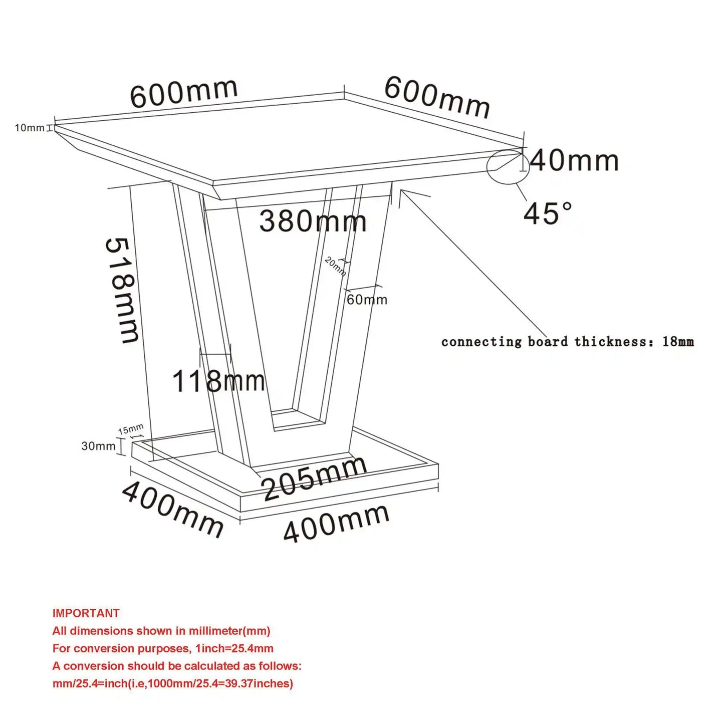 Forna Modern Wood Accent Table in Natural & Black