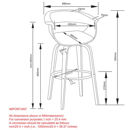 Holt Swivel Counter Stool with Curved Wood Frame & Fabric Seat