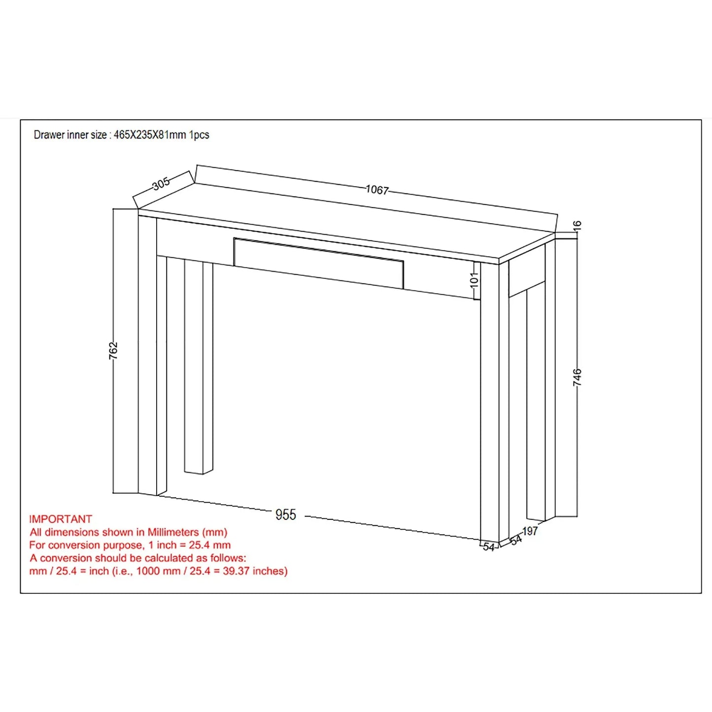Idris Solid Wood Console Table – Eco-Friendly Sheesham with Drawer