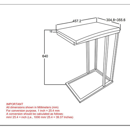 Jivin C-Shaped Accent Table – Solid Acacia Wood & Black Iron Frame