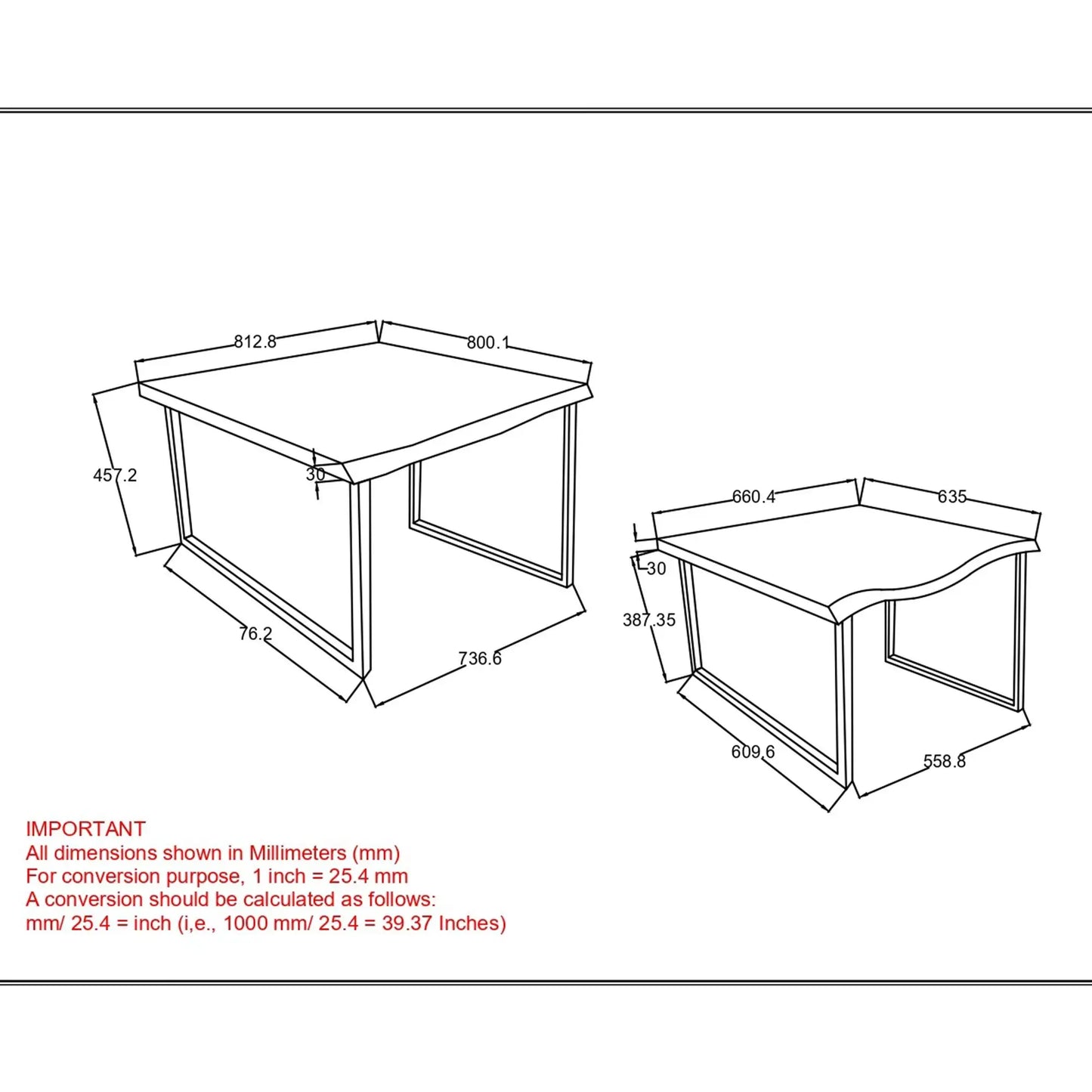 Jivin Live Edge Coffee Table Set - 2 Nesting Tables