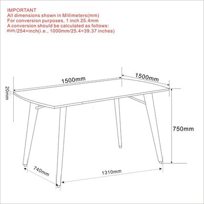 Leon Modern Wood Dining Table with Black Metal Legs