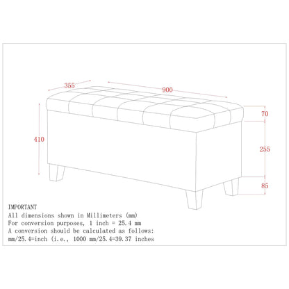 Lila Storage Ottoman Bench with Tufted Top in Beige or Grey