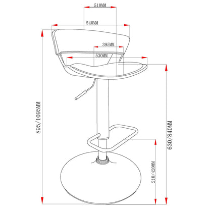 Rover Faux Leather Adjustable Bar Stool with Backrest