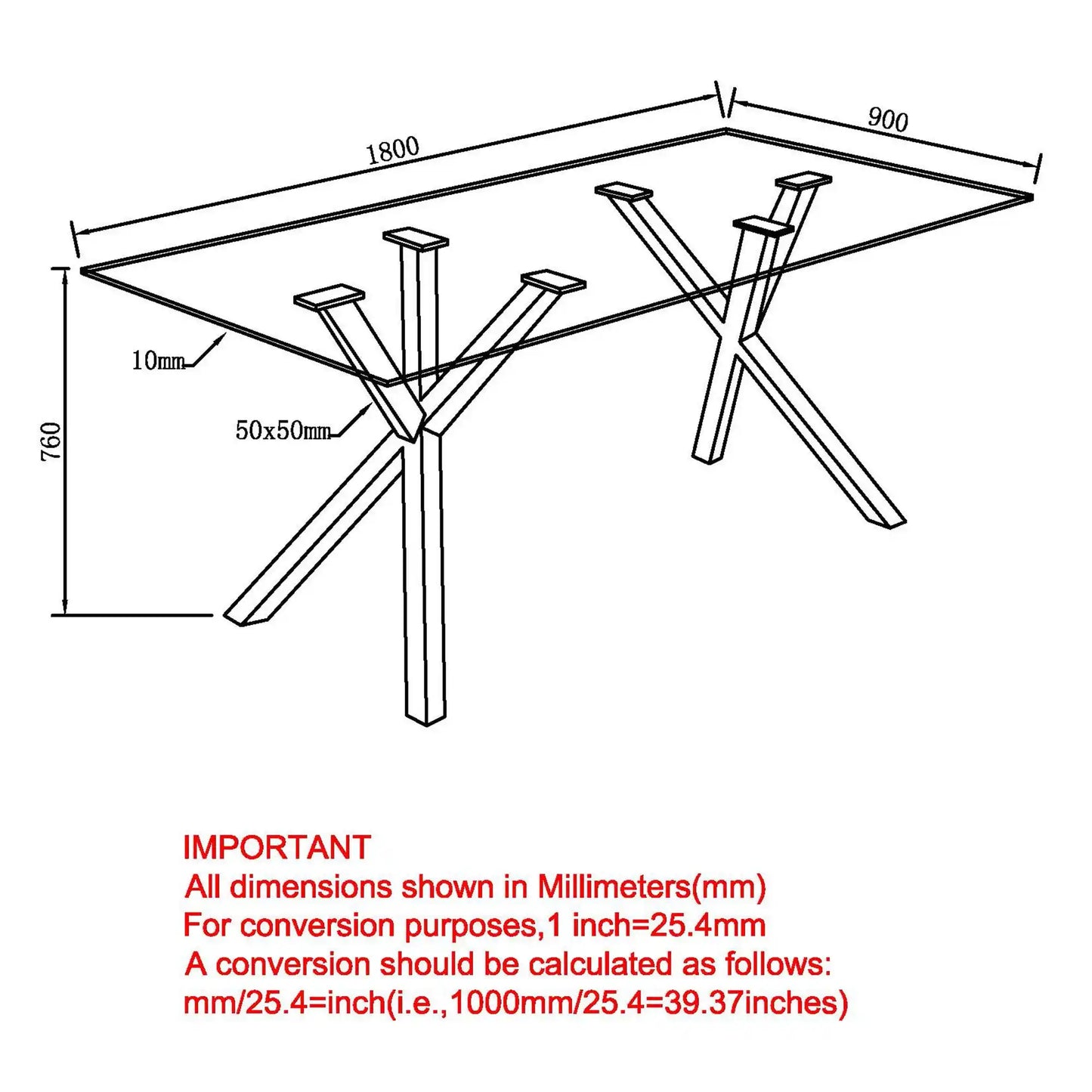 Stark 71 Modern Glass Dining Table with Metal Geometric Base