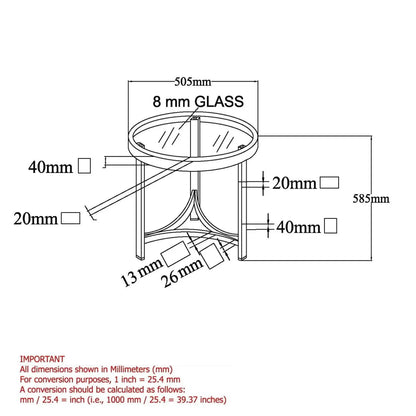 Strata Round Chrome Glass Side Table with Tempered Glass Top