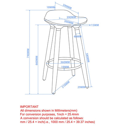 Trex 26 White Modern Counter Stools – Set of 2 with Wood Base