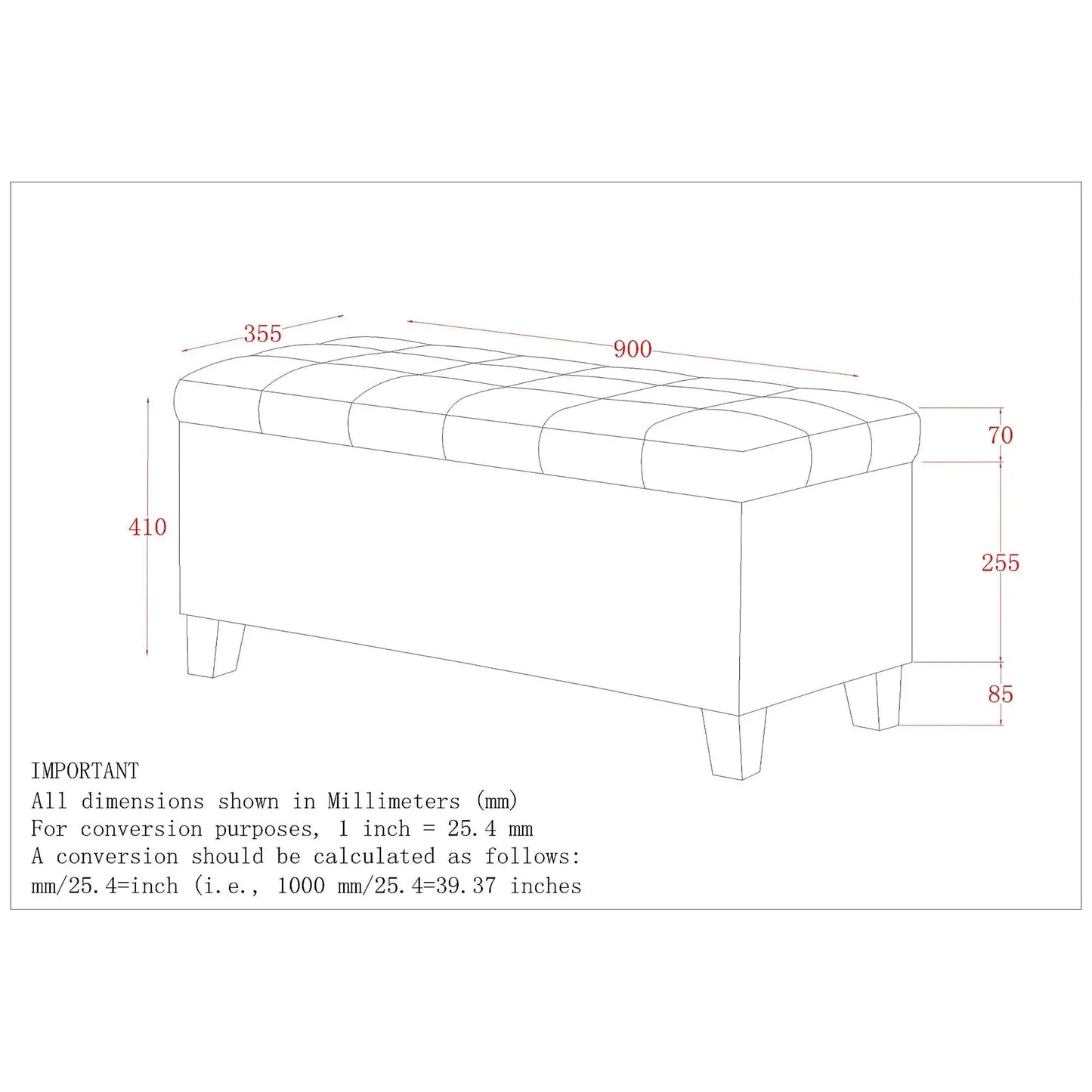 Winston Black Storage Ottoman Bench – Faux Leather & Deep Storage