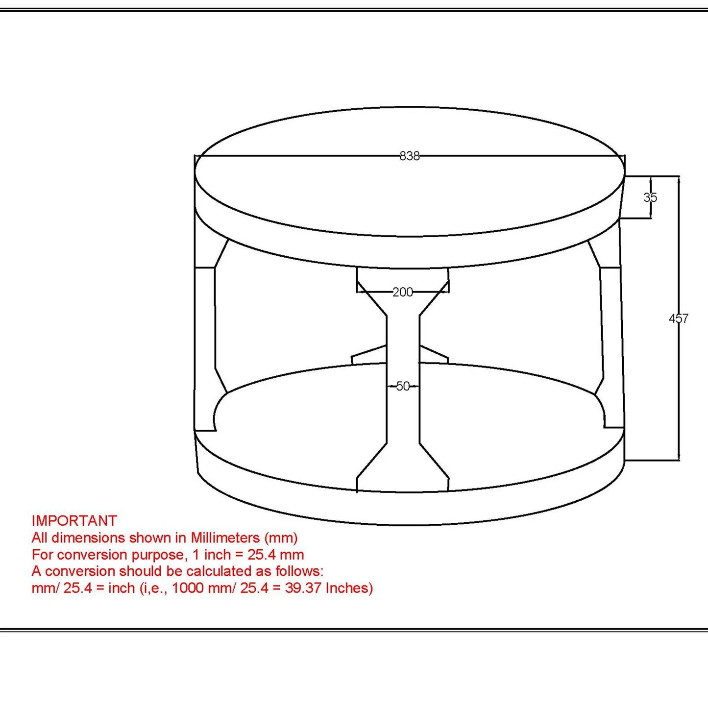 Avni Round Wood Coffee Table in Distressed Natural Mango Wood