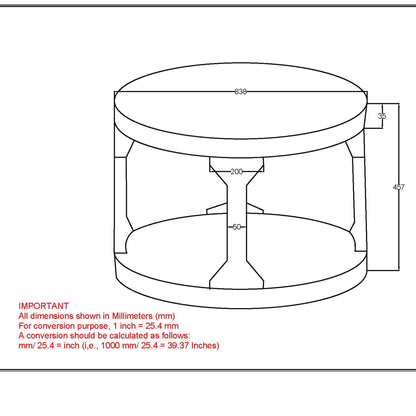 Avni Round Wood Coffee Table in Distressed Natural Mango Wood