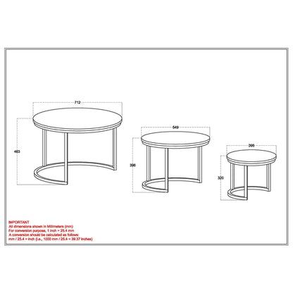 Darsh 3pc Nesting Coffee Table Set With Rustic Mango Wood Tops