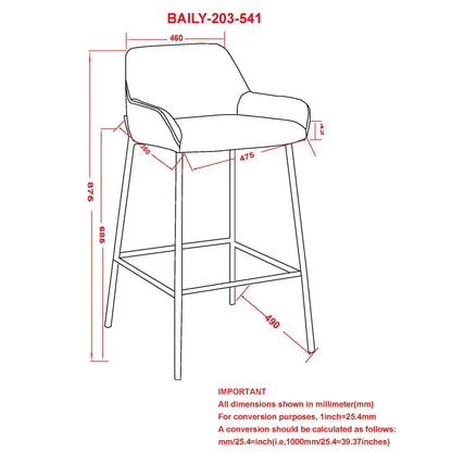 Baily 26 Velvet Counter Stools Set of 2 – Fixed Height