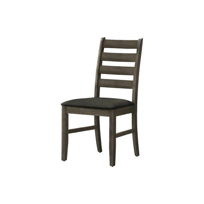 Dining Chairs in Dark Grey Fabric - Antique Grey Ladder Back - Set of 2