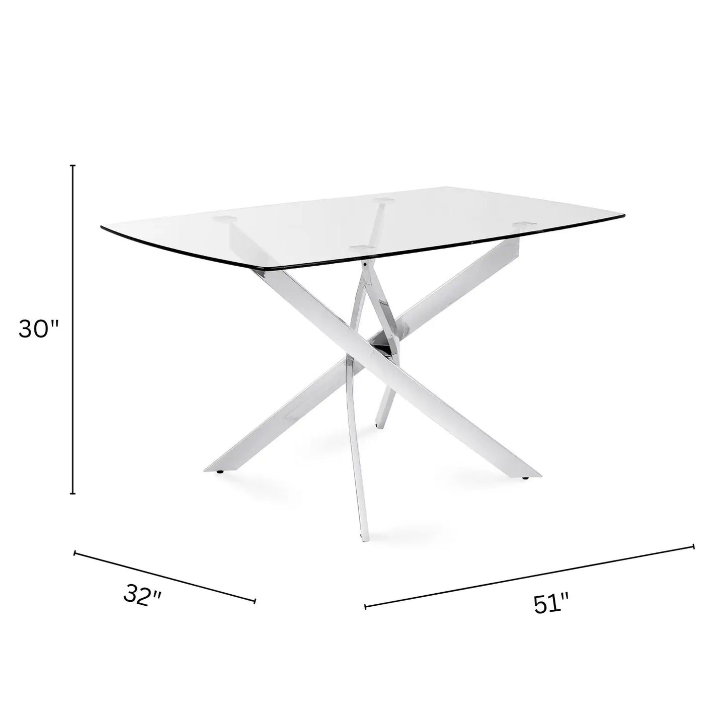 Victor Glass Dining Table – Modern Condo-Size Table with Chrome Base